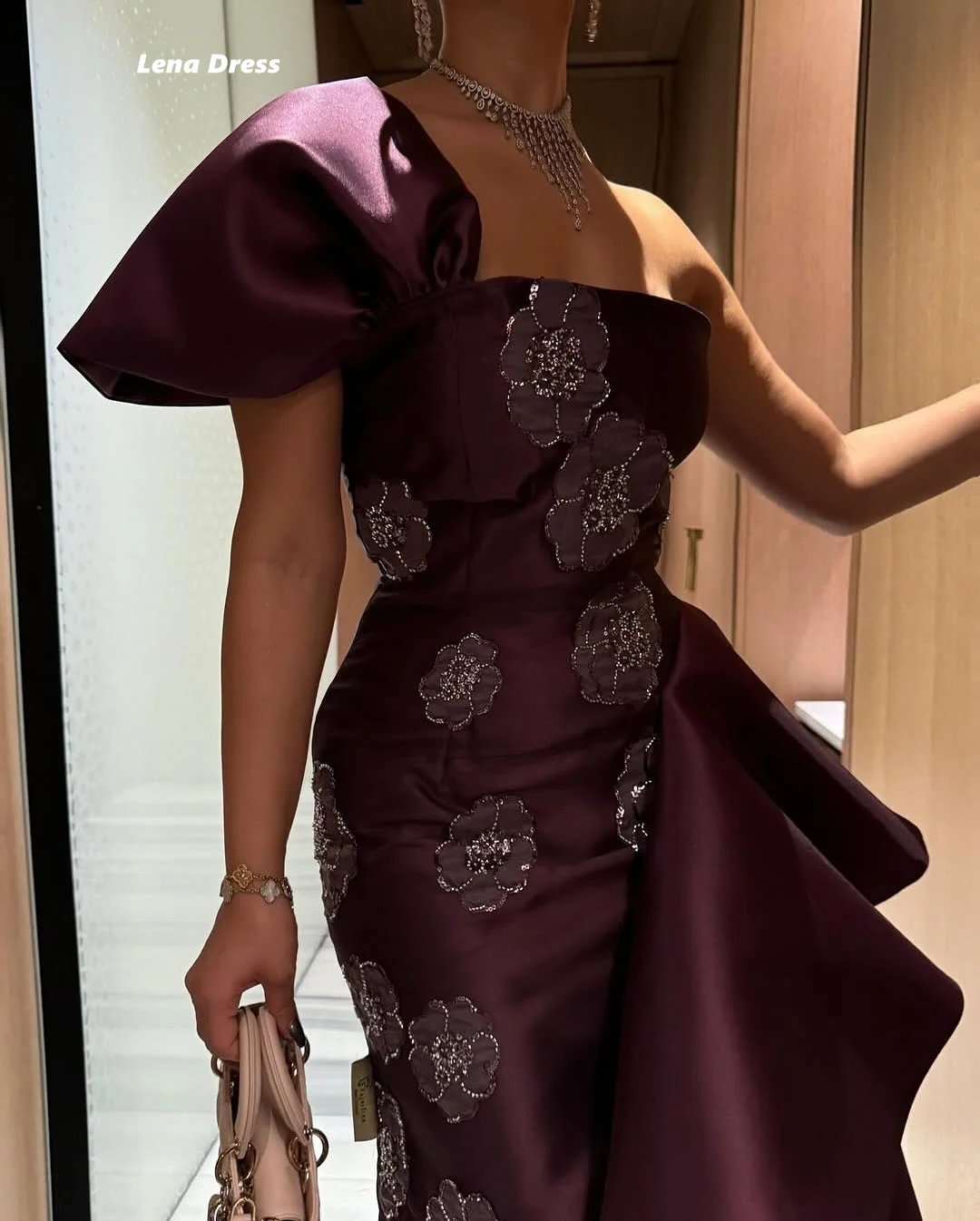 Lena Custom Made Dress Wedding Elegant Women's Dresses for Wedding Party Dress Woman 2025 Satin Cloth Mermaid One Shoulder Prom