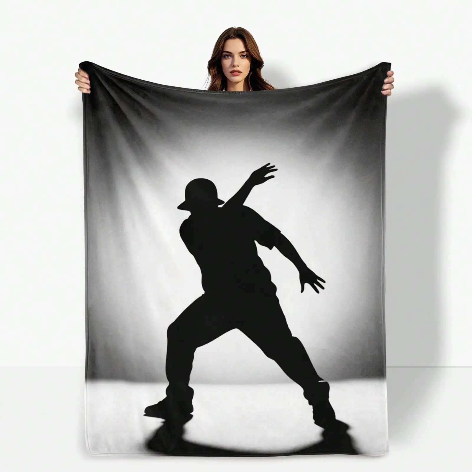 

Черный и светлый контрастный дизайн, силуэт Breakdance, одеяло в стиле арт-деко для современного домашнего одеяла