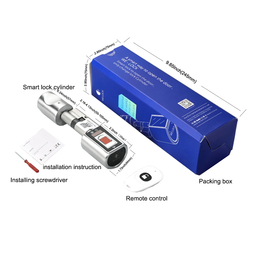 Free Shipping Keyless Electronic Digital Free Remote Control Fingerprint Door Locks Cylinder L6SBR With Bluetooth