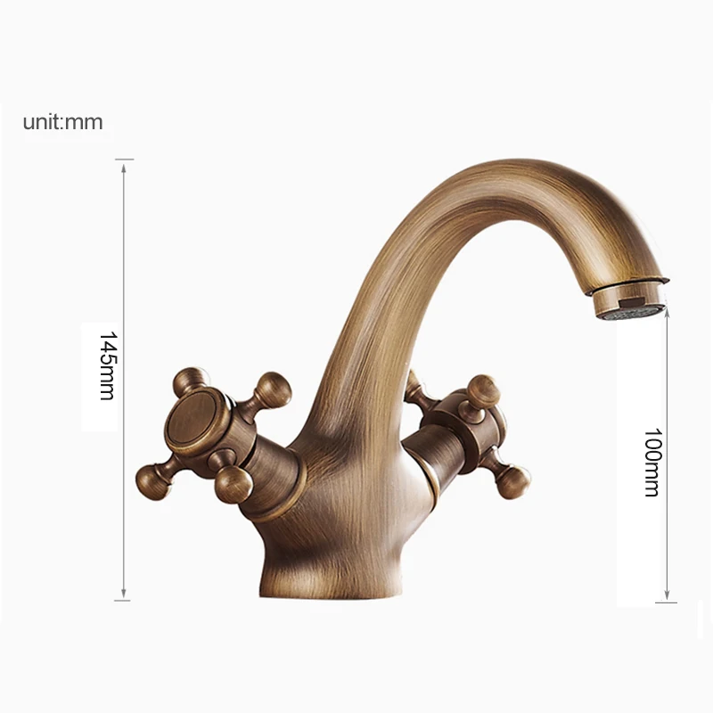 Vidric Antique Faucet Hot and Cold Water Crane Bronze Brushed Sink Faucets Bathroom Swan Vintage Basin Sink Tap Mixer Crane1106