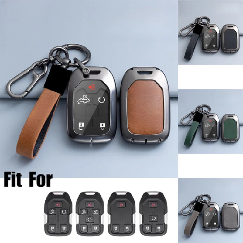 

A+ Zinc Alloy Leather TPU Car Key Fob Case Cover For Chevrolet Silverado GMC Yukon