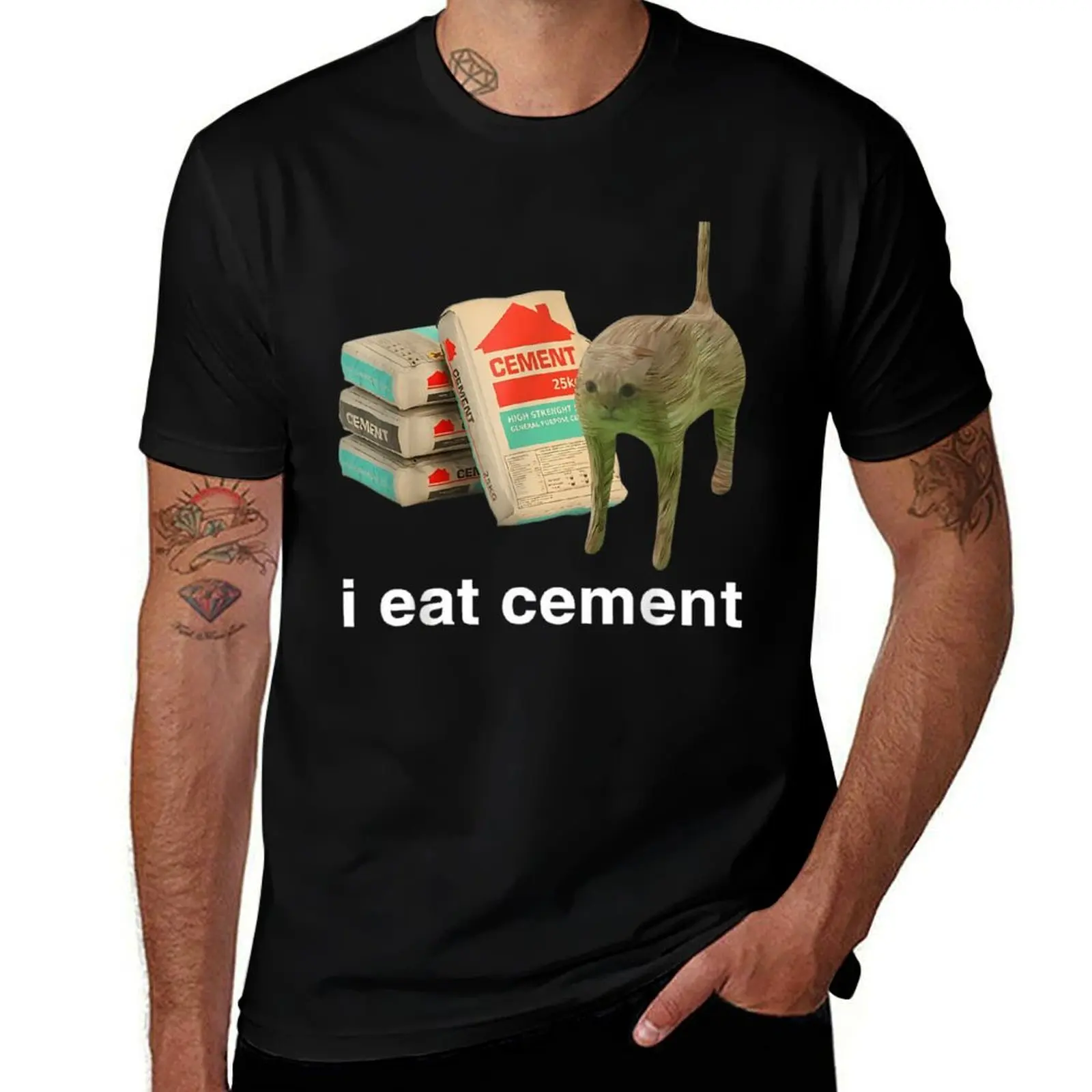 I Eat Cement Cursed Cat Funny Oddly Specific Meme T-Shirt Performance Workout Short Sleeve Tee T-Shirt