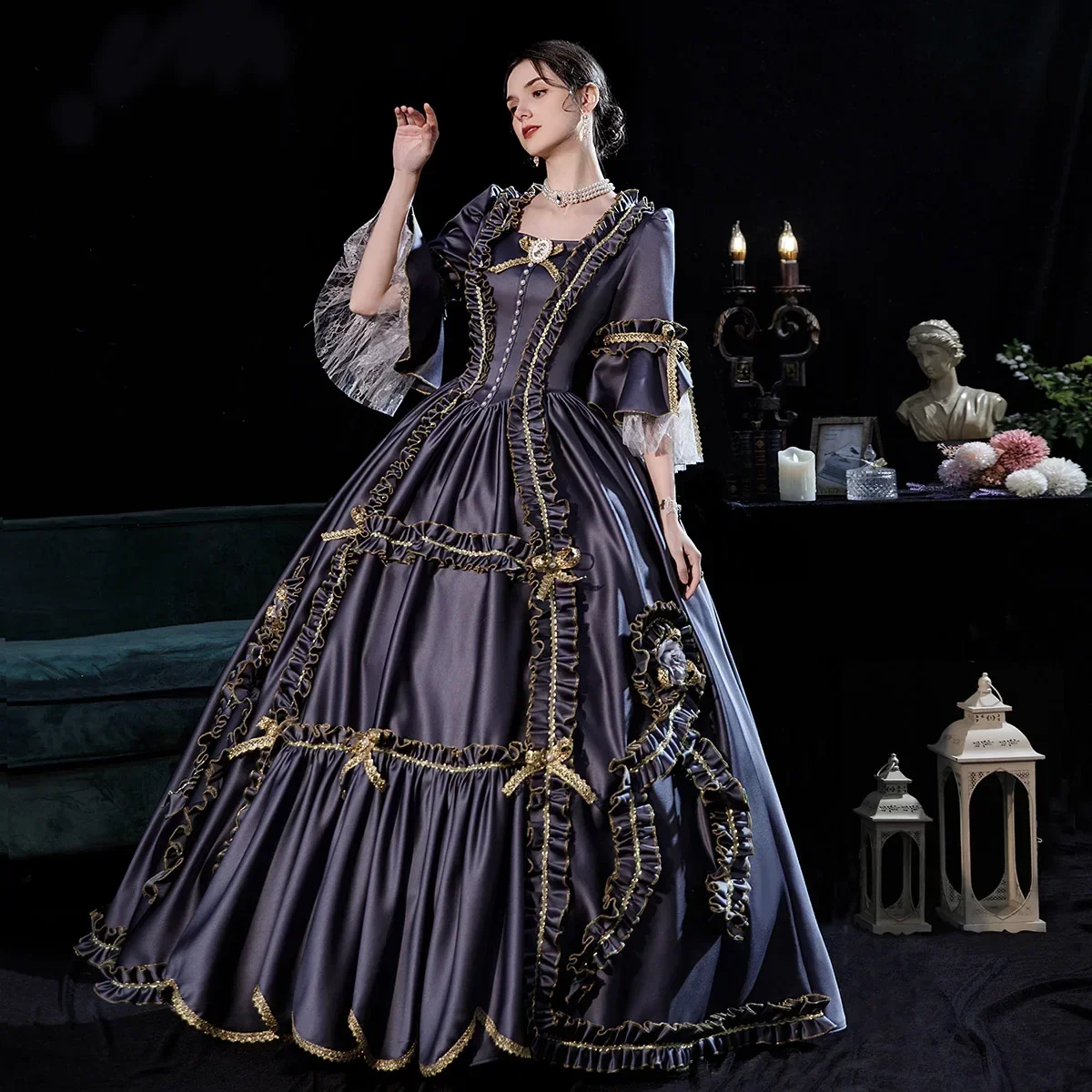 

European Medieval Victoria Queen Princess Wedding Party Formal Dress Halloween Women Carnival Court Noble Palace Cosplay Costume