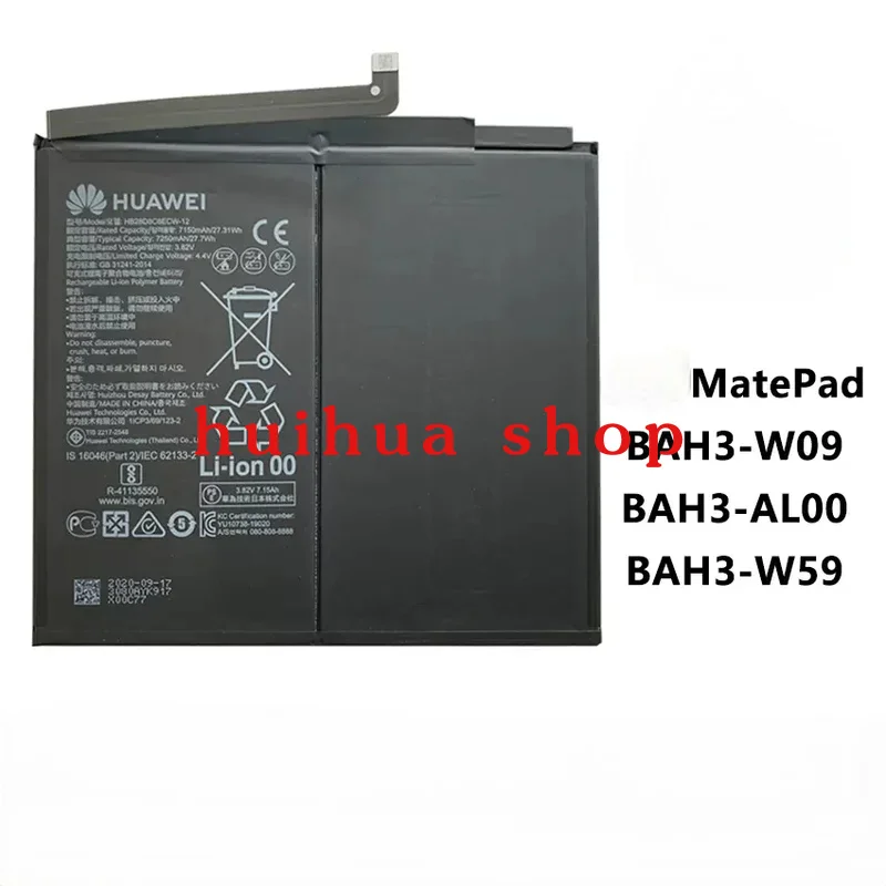 

For original HB28D8C8ECW-12 Huawei MatePad BAH3-W09, BAH3-AL00, BAH3-W59 10.4-inch tablet battery