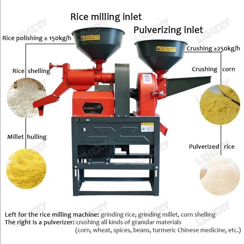 Elektryczna rolka Kombinowany młynek do łuski ryżowej Młynek do mielenia mąki ryżowej Maszyny do kruszenia Ryżowe łuskanie obieranie i odrzucanie