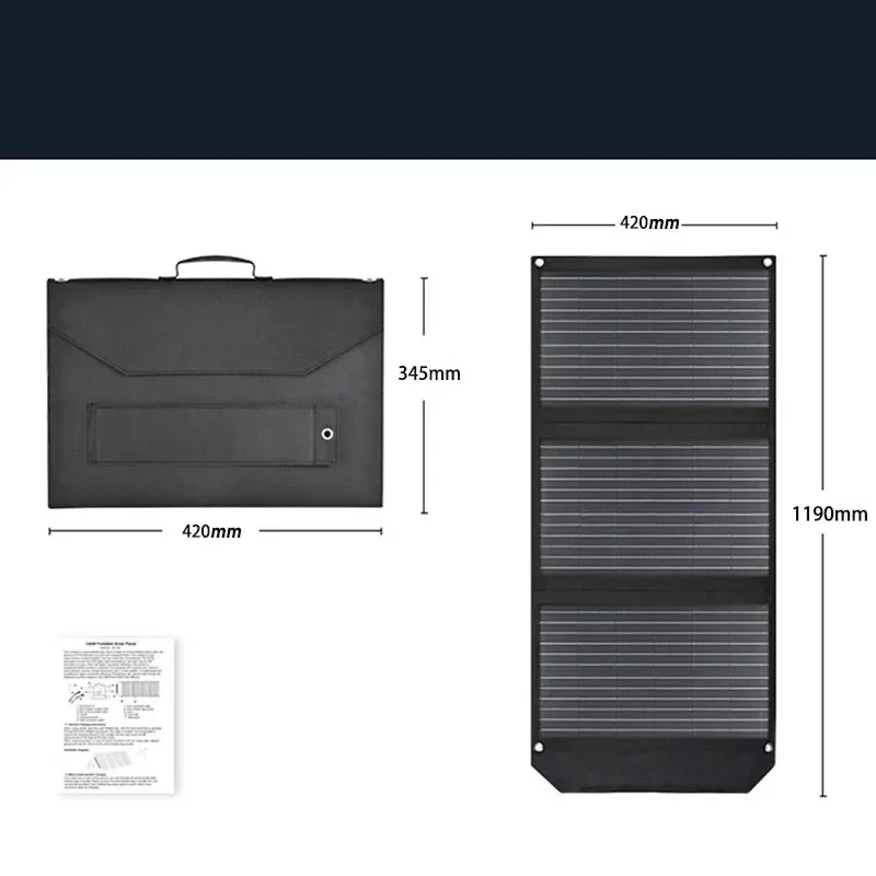 Outdoor powerful Portable Solar Panel 18V 60W battery charger output interface: DC5521+USB+Type-c For USB A C Power bank