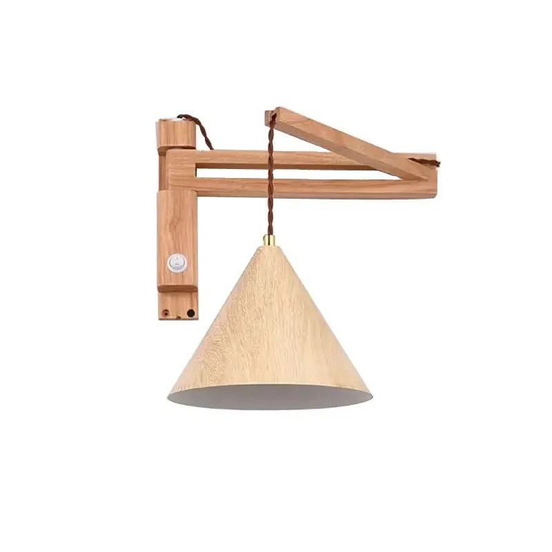 American with Switch Log Retractable Foldable Wall Lamp Nordic Aisle Corridor Restaurant Bedroom Bedside Rocker Arm Wall Light