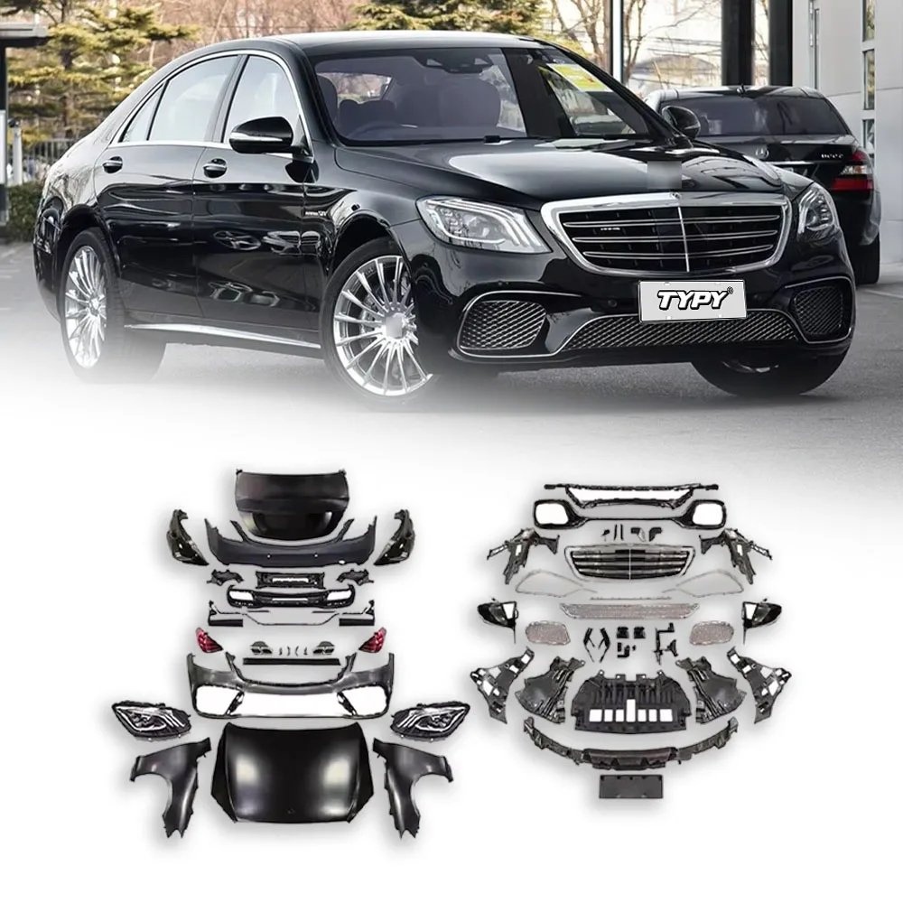 Body kit For Benz S-Class W221 2006-2012 Upgrade To 2018 W222 S65 Front And Rear Bumpers For Auto Lights