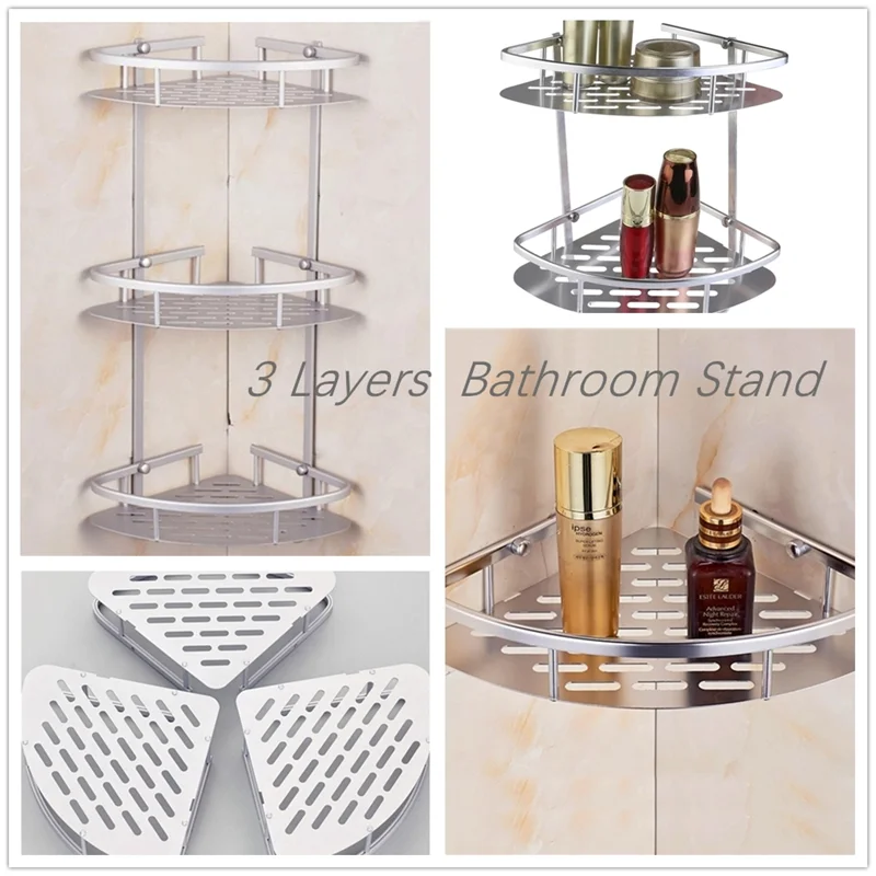 Aluminum Shelf Bathroom Organizer Collector Corner Tray Hanging Wall Mounted Shelves