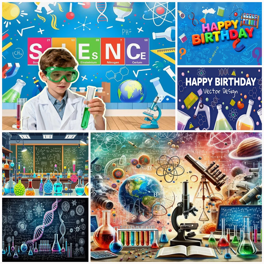

Fun Science Chemical Background Banner Mad Scientist Boy Girl Birthday Party Decoration Baby Shower Backdrop Kids Gift Photoprop