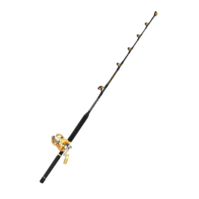 1.83m Saltwater Tuna Fishing Rod 5+1 Guides Big Game Tow Rod Curved Butt for 80-130lb Boat Fishing Heavy Duty Sea Gear Heavy