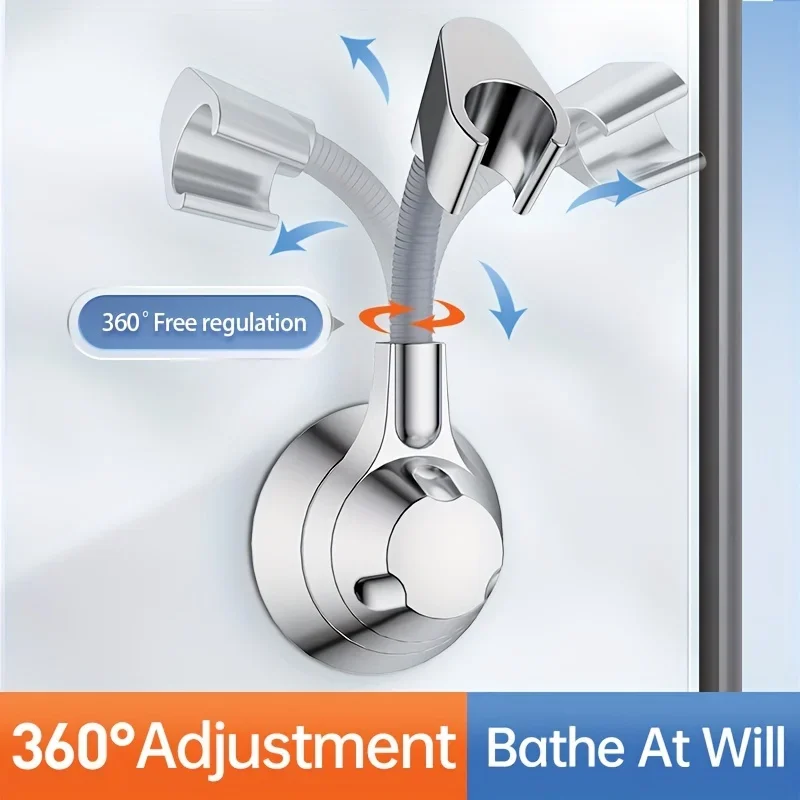 Musurjoy 1pc Bathroom Shower Head Bracket, Punch-free Rain Spray Head Fixer, Universal Adjustable Wall Hanging Shower Base image 2