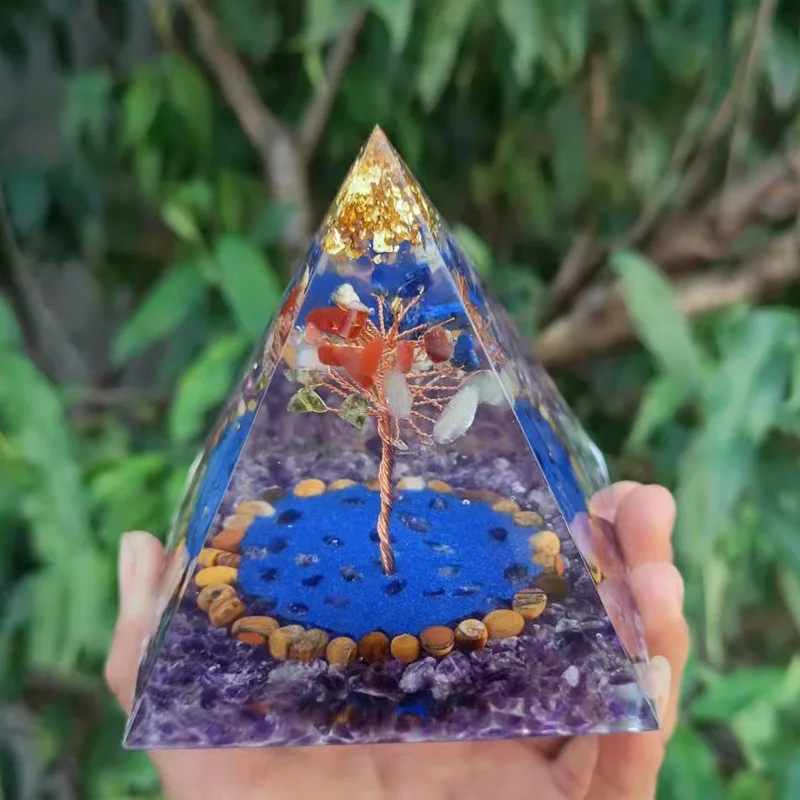 East Sea Ball Pyramid Crystal Gravel Epoxy Resin Home Desktop Handmade Ornament Auspicious Feng Shui