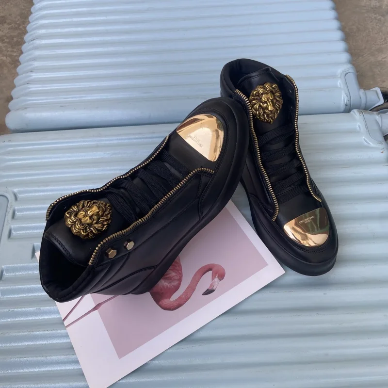 Zip decoration casual sneaker designer shoes for man luxury brand trainers running shoes high top sports casual ankle boots men