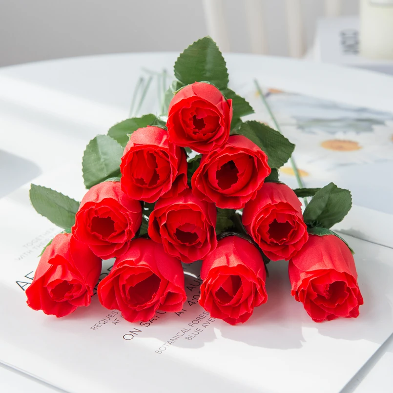 10/20pc Künstliche Blumen Rote Seide Rosen Bouquet Vase Hause Zimmer Tisch Garten Hochzeit Festival Decor Kranz Gefälschte pflanze Diy Geschenke