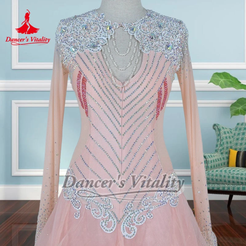 Adult&Child Waltz Shrimp Pink and Orange Graceful Big Swing Dress Customize Dancer's Vitality Ballroom Dance Professional Outfit