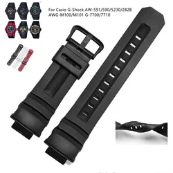 16mm Silicone watchband for Casio G-Shock AW-591/590/5230/282B G-7700 G-7710 AWG-M100/101 Waterproof breathable watch strap