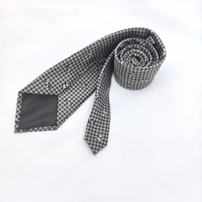 Panda Houndstooth Check Tie Mens Gray Panda Print Designer Necktie Self-Tie Handmade Business Necktie 8cm 100 Percent Polyester