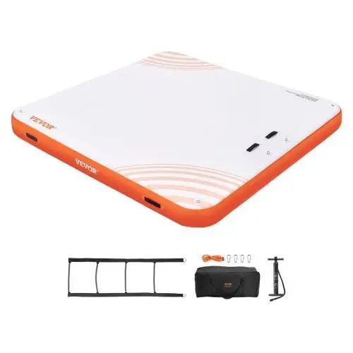 7x7FT Inflatable Floating Dock Platform with Non-Slip Mat, Portable Carry Bag & Detachable Ladder for pool , Beach & Ocean Fun