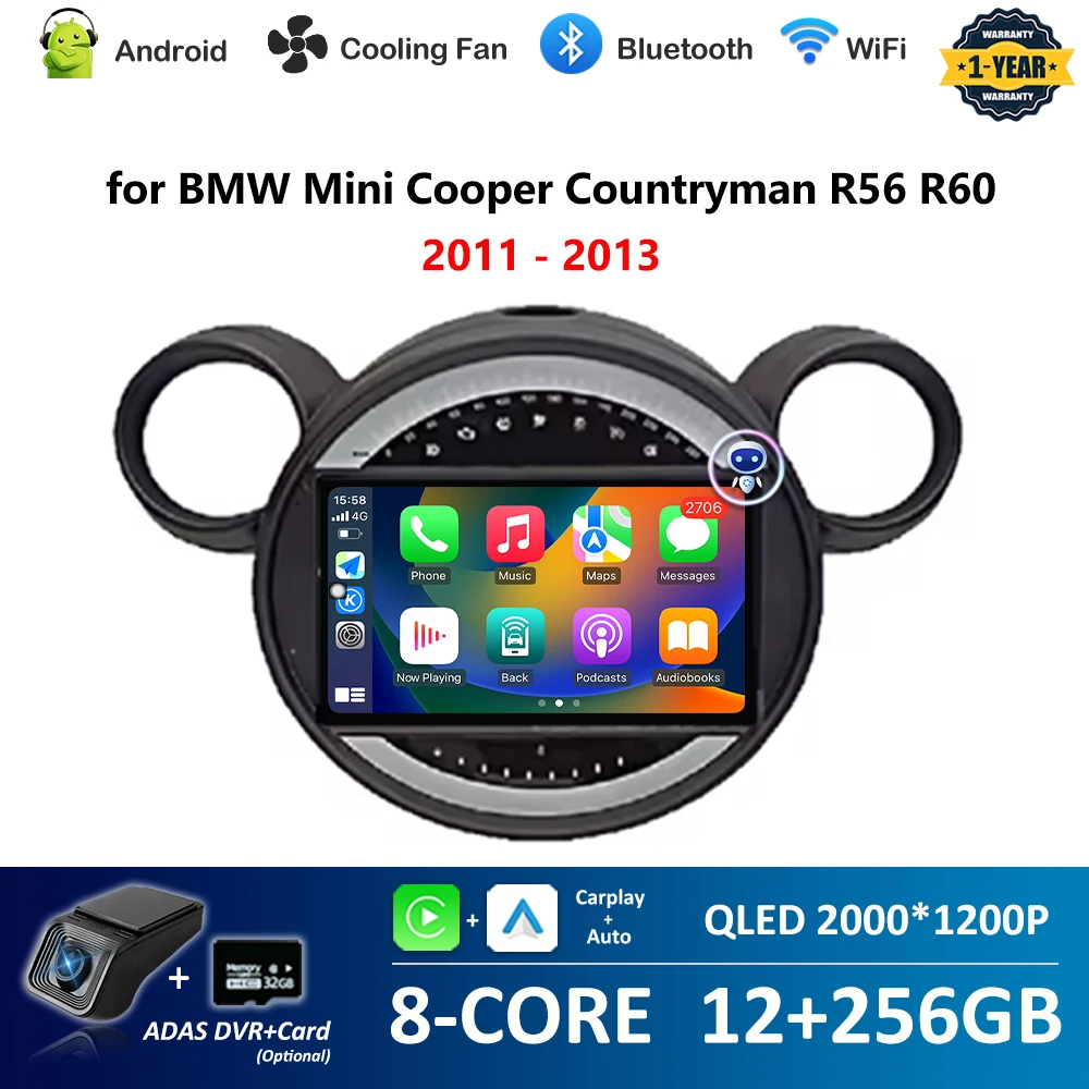 Android OS 9 inch for BMW Mini Cooper Countryman R56 R60 2011 - 2013 Car Radio Video Multimedia Player GPS 4G BT WiFi Auto Tools