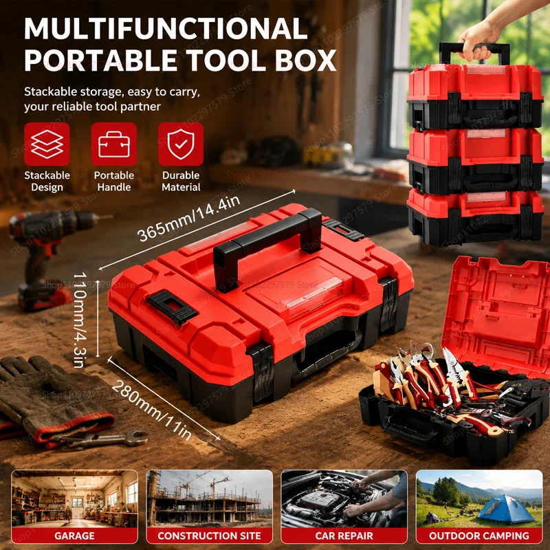 Pressure Proof Dust Proof Drop Proof Stackable Tool Box 1 Piece Set Anti Drop Household Tool Parts Organizer for Garage Workshop
