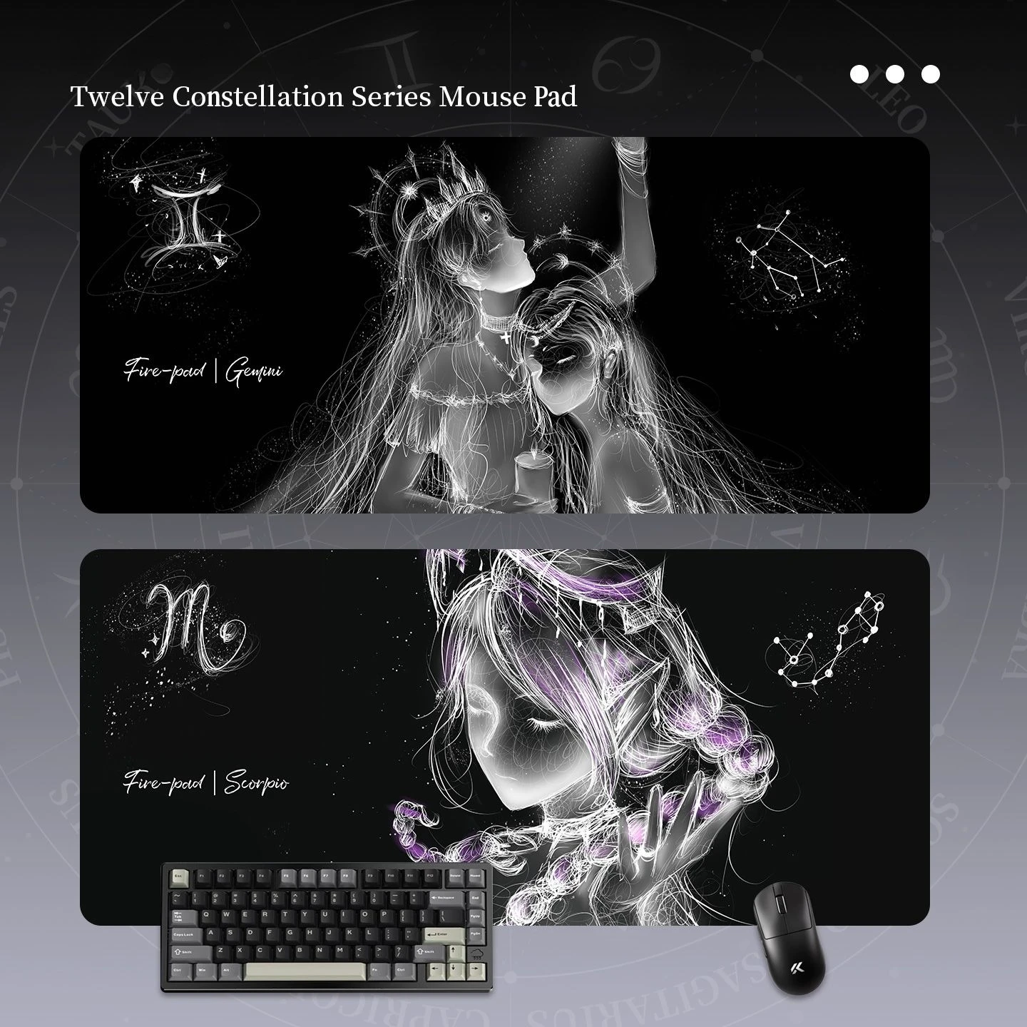 12 constellations mouse pad, oversized game office computer desk pad, keyboard pad, game anime desktop pad