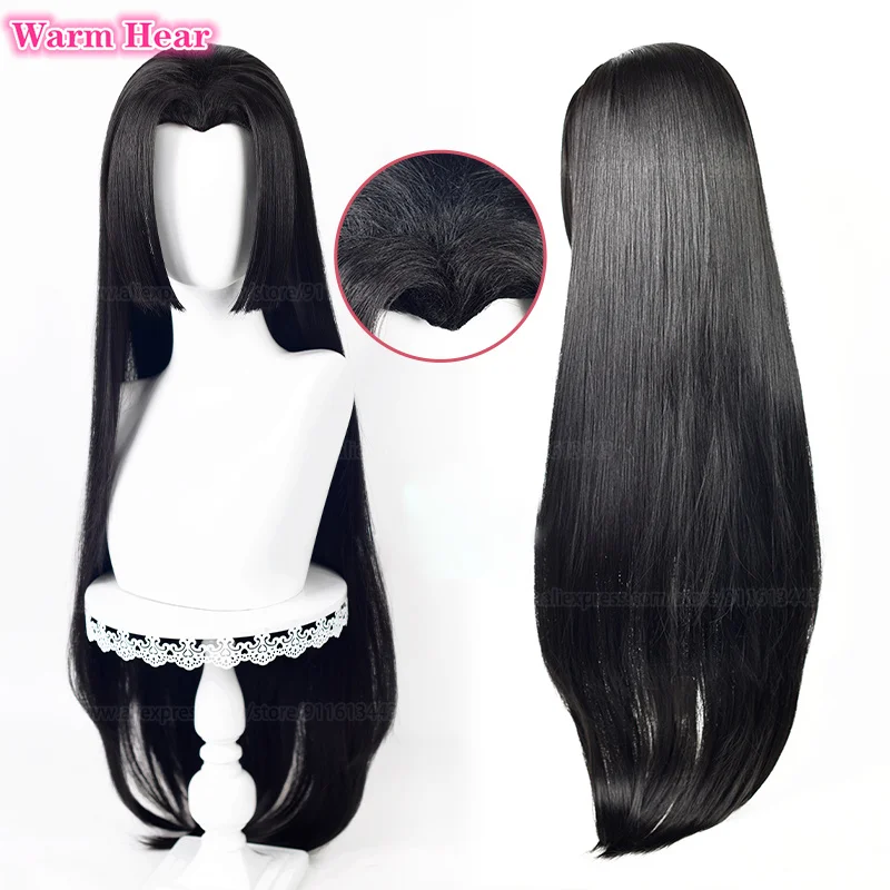 High Quality 100cm Long Boa Hancock Cosplay Wig Boa Hancock Wigs Black Wig Earring Heat Resistant Halloween Party Wigs + Wig Cap