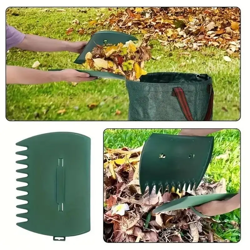 AFOURT-Serrated Leaf Grabber Hand Rake - Large Capacity Outdoor Garden Yard Leaf Cleaning Handheld Gardening Tool Supplies