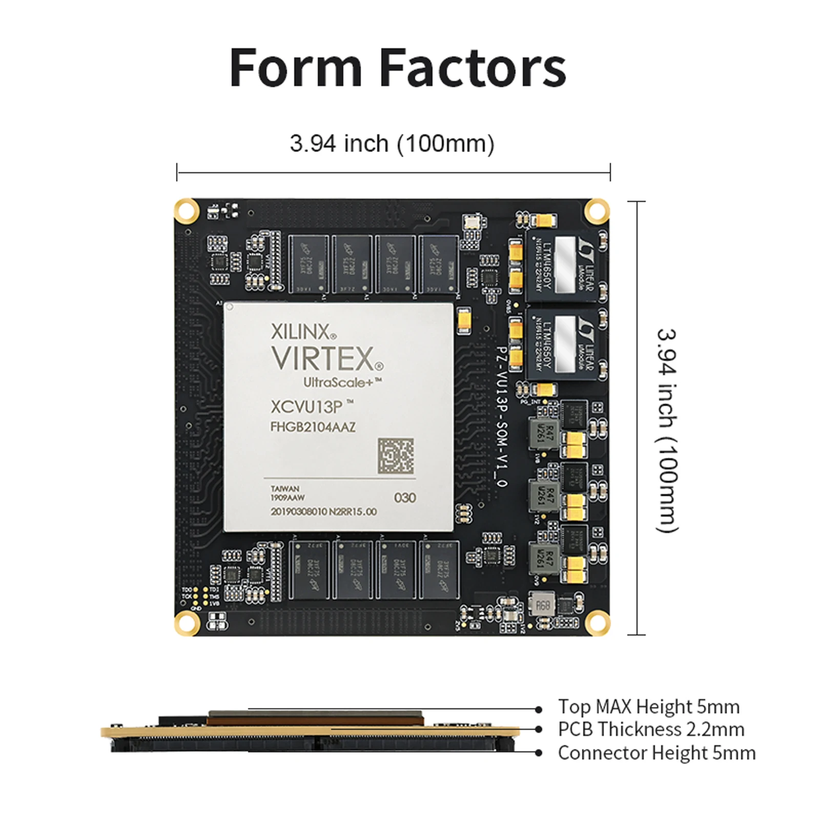 Placa de núcleo puzhi vu9p VU13P-SOM fpga xilinx virtex ultrascale + xvu9p xcvu13p placa de desenvolvimento fpga grau industrial