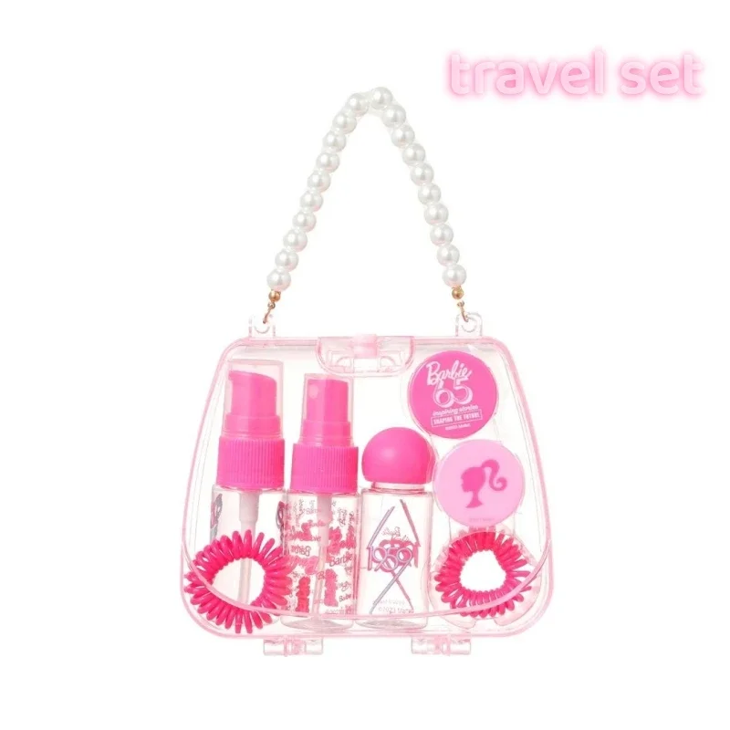 Miniso Barbie Travel Size Shampoo Refills Bottle Disposable Bath Towel Toilet Seat Travel Set Portable Underwear Storage Bag Set