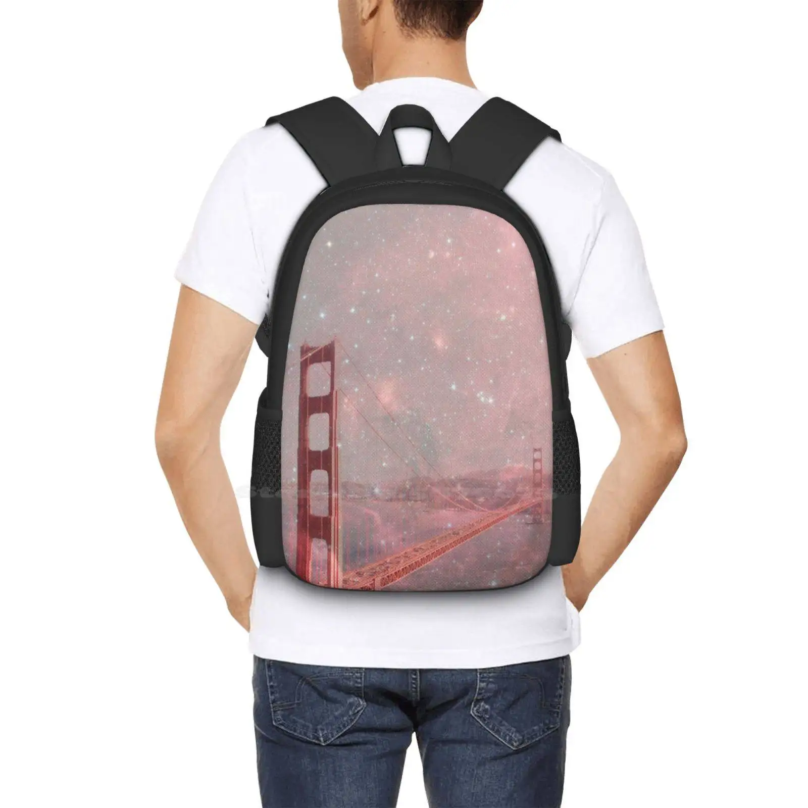 Covering San Francisco School Bag Big Capacity Backpack Laptop Stars Glitter Space Galaxy Nebula Air Sky Sf San Francisco