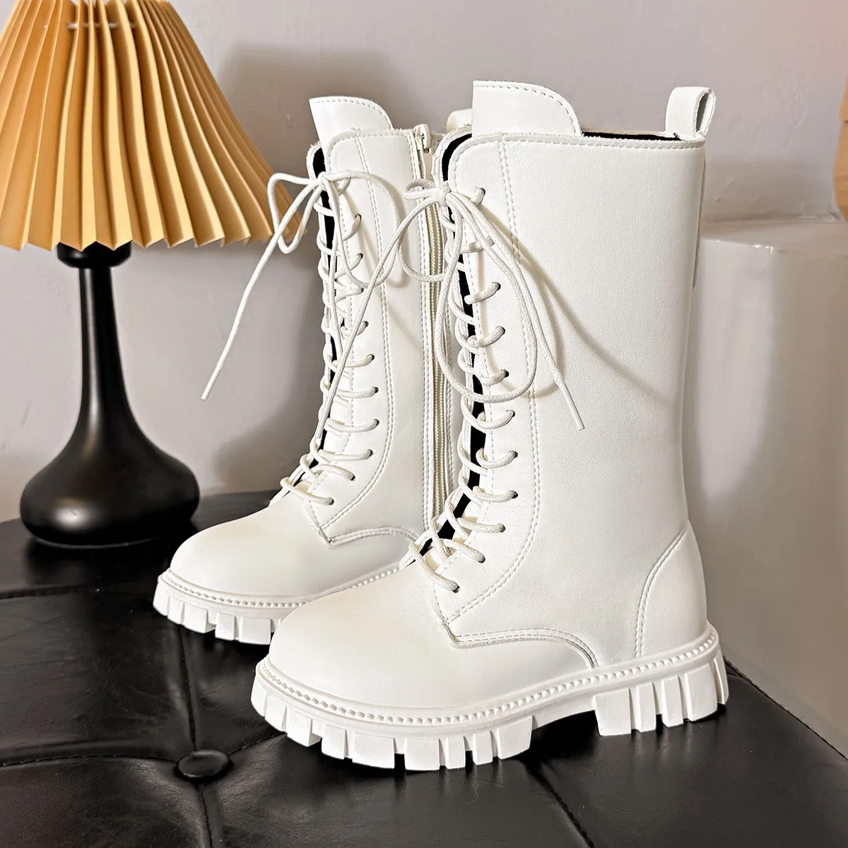 

Детские ботинки до середины икры для девочек, новинка 2023 года, зимние детские термосапоги, нескользящие простые классические детские ботинки для рождественской вечеринки, возраст 5–8 лет