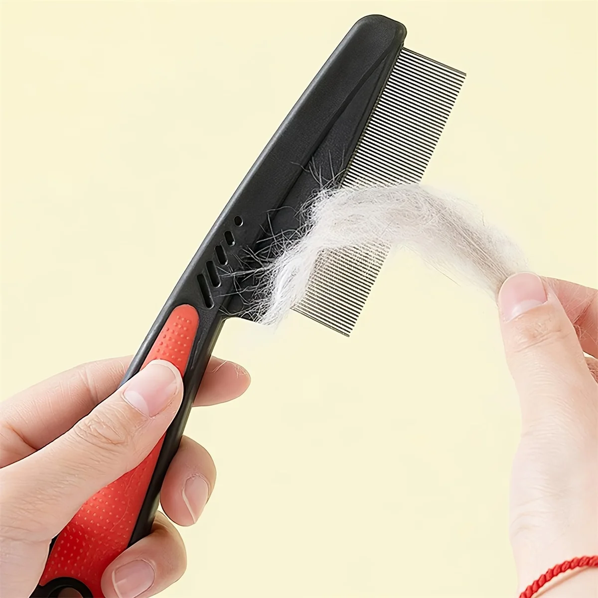 1 Heavy-Duty Stainless Steel Fine-Tooth Comb for Thick Hair - Removes Dandruff and Lice, with Abs Handle, Suitable for Sensitive Scalp Care, for Adults and Children, Post-Shampoo Comb, Gentle Detangling Comb, Suitable for Curly Hair/Afro Hair/Wavy Hair