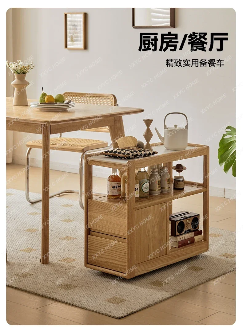 

yj7 All solid wood sofa side few mobile narrow rock slab side cabinet small apartment living room