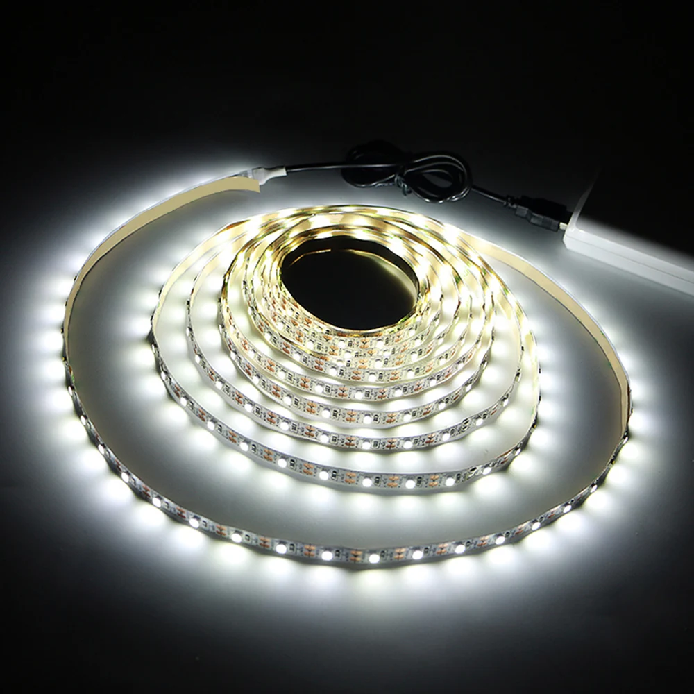 Imagem -03 - Metro dc 5v Usb Led Tiras 2835 Branco Quente Branco Led Strip Light Fundo tv Iluminação Fita Home Decor Lâmpada Led String Light 1