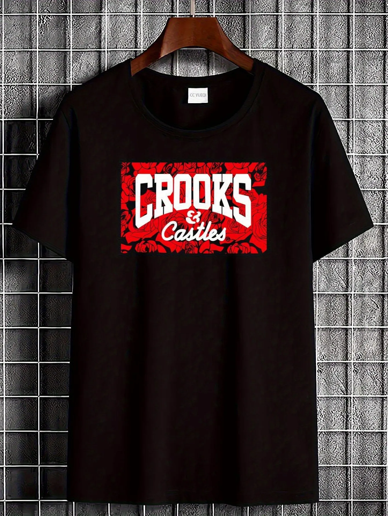 Men's Crooks&Castles Street Style T-shirt Urban Fashion Top, Ideal Gift for Men, Boyfriends, and Dads - Suitable for All Seasons