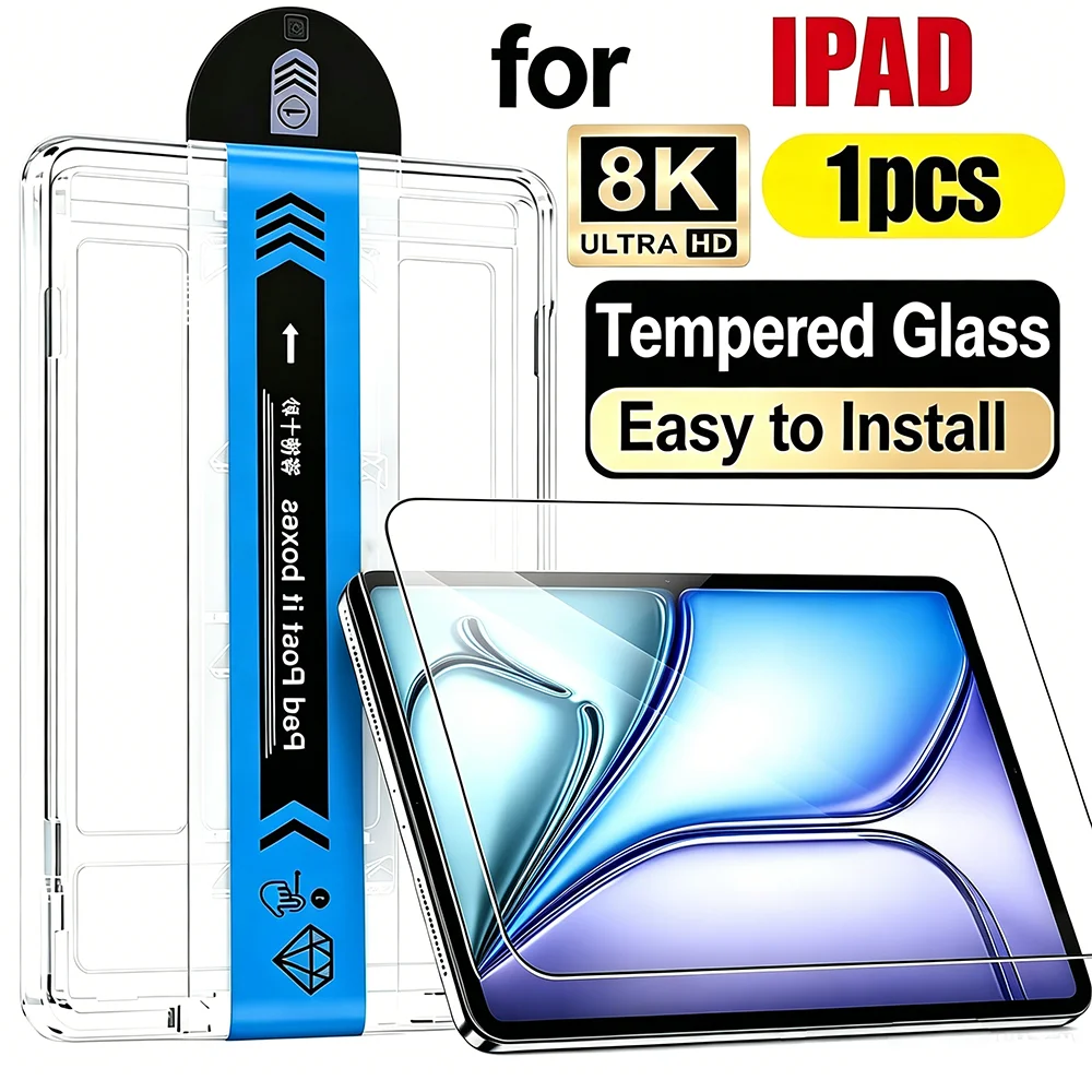 Dust Free Glass Screen Protector For iPad Air 11 13 M4 M3 M2 2026 2025 2024 Mini 7 A17 Pro 8.3 Mini 6 5 Air 5 4 Air3 10.5 Film