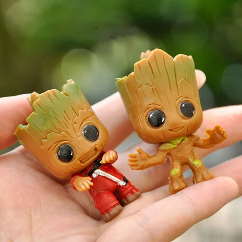 4 st/set söta Groot miniatyrmodell hushållsartiklar dekoration figur hantverk anime hjälte träd man karaktär dekoration 10 best sales träskulptur - №6