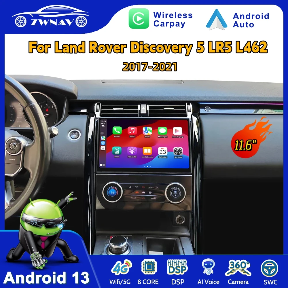 11.6” For Land Rover Discovery 5 LR5 L462 2017 - 2021 Car Radio Multimedia Player Carplay Android Auto Stereo GPS Navig AC Panel