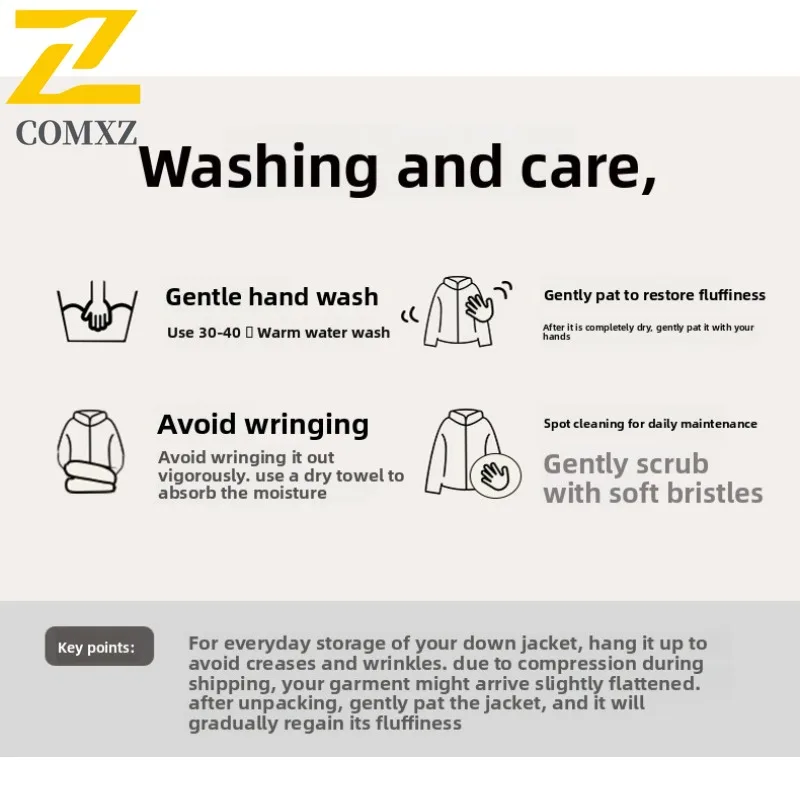 COMXZ Classic Men Down Jacket Casual Hooded Travel Cold Resistant Parka Solid Color Adventure Thickened Warm Winter Down Coat