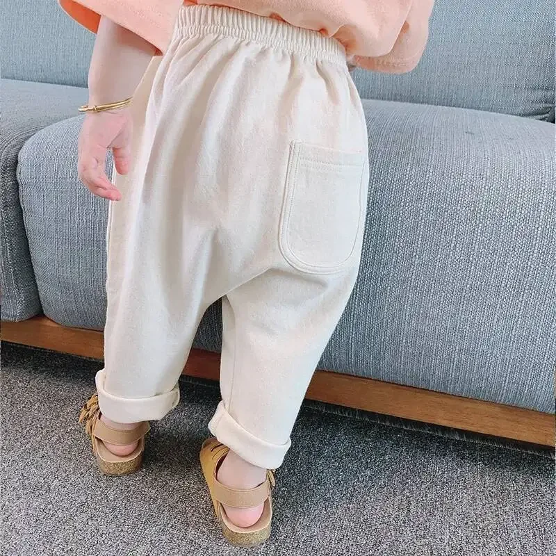 ربيع الخريف الطفل السراويل 1-5Y الفتيان الفتيات القطن مخطط فضفاض طفل PP مستقيم السراويل الكورية ملابس أطفال للأطفال الملابس