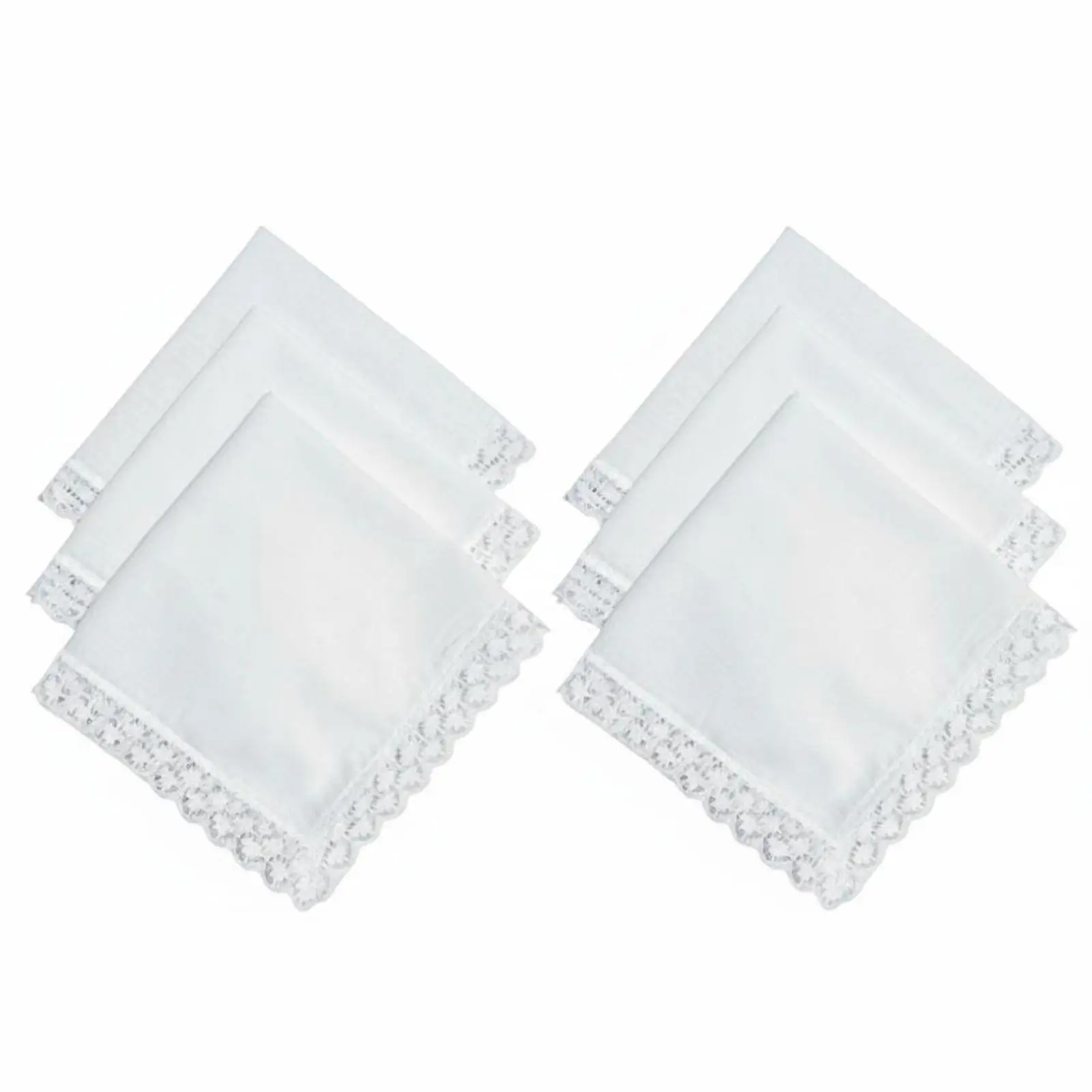 Pure Cotton Lace Handkerchief Delicate Edged Pocket Square for Wedding Keepsake or Custom Craft