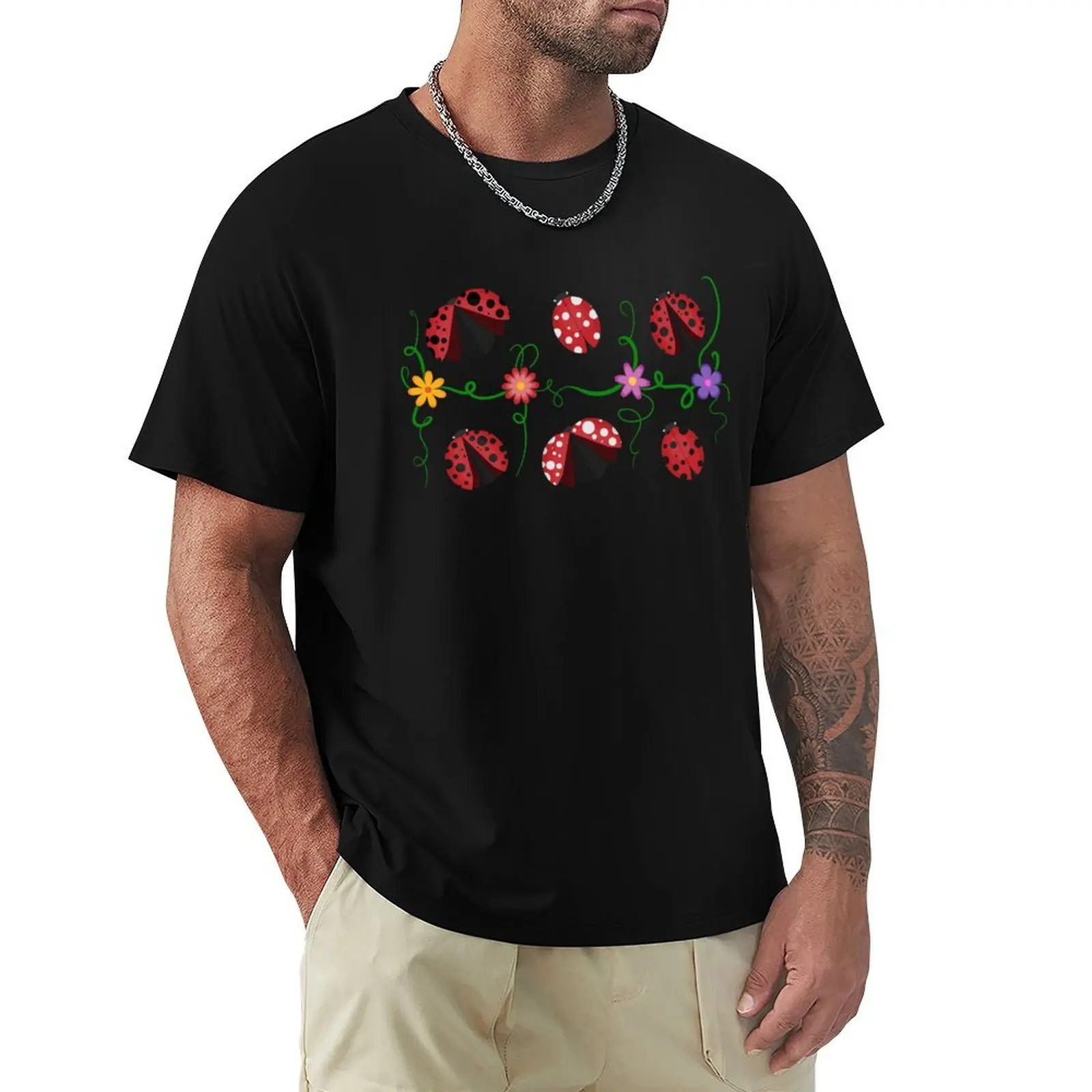 

Ladybirds pattern T-Shirt Blouse cotton graphic tees plus sizes Men's t-shirt