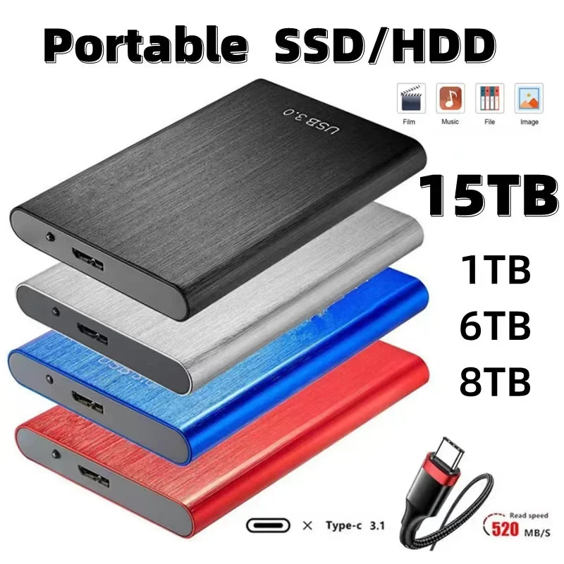 Orijinal taşınabilir yüksek hızlı SSD/HDD 2TB/4TB/8TB/16TB/30TB harici sabit disk yığın depolama USB 3.0 arayüz bellek sabit disk