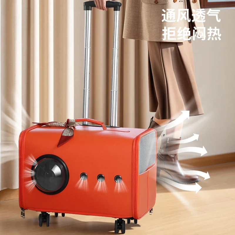 Go out portable pet trolley case high-end pet bag cat dog air suitcase