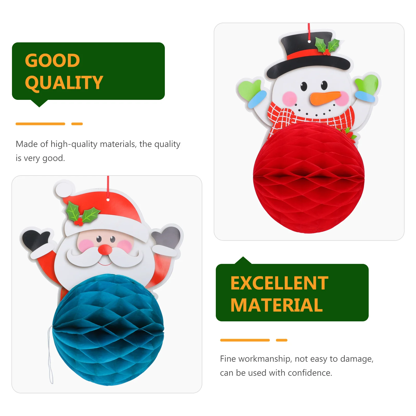 

1Set Xmas Honeycomb Ball Banner Christmas Holiday Decorations Hanging Flags Deer Snowman Santa Claus Photo Booth Decor