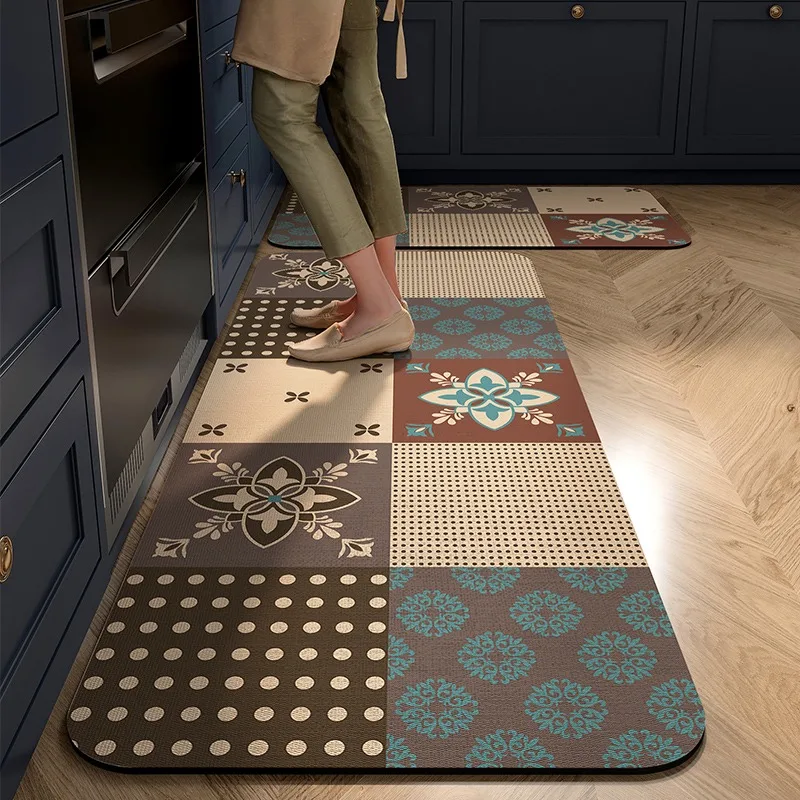 American Kitchen Floor Mats Wear-resistant Scrubbable PVC Waterproof Oil-proof Wash-free Soft Carpet Balcony Rug Ковер Tapis 러그