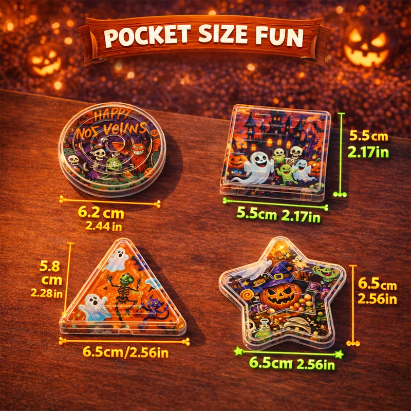 Halloween Mini-Labyrinth-Spielzeuge, Lehrreiche Handheld-Gehirnpuzzles, Party-Geschenke für Kinder, Goodie-Bag-Austauschgeschenk – Detail 1