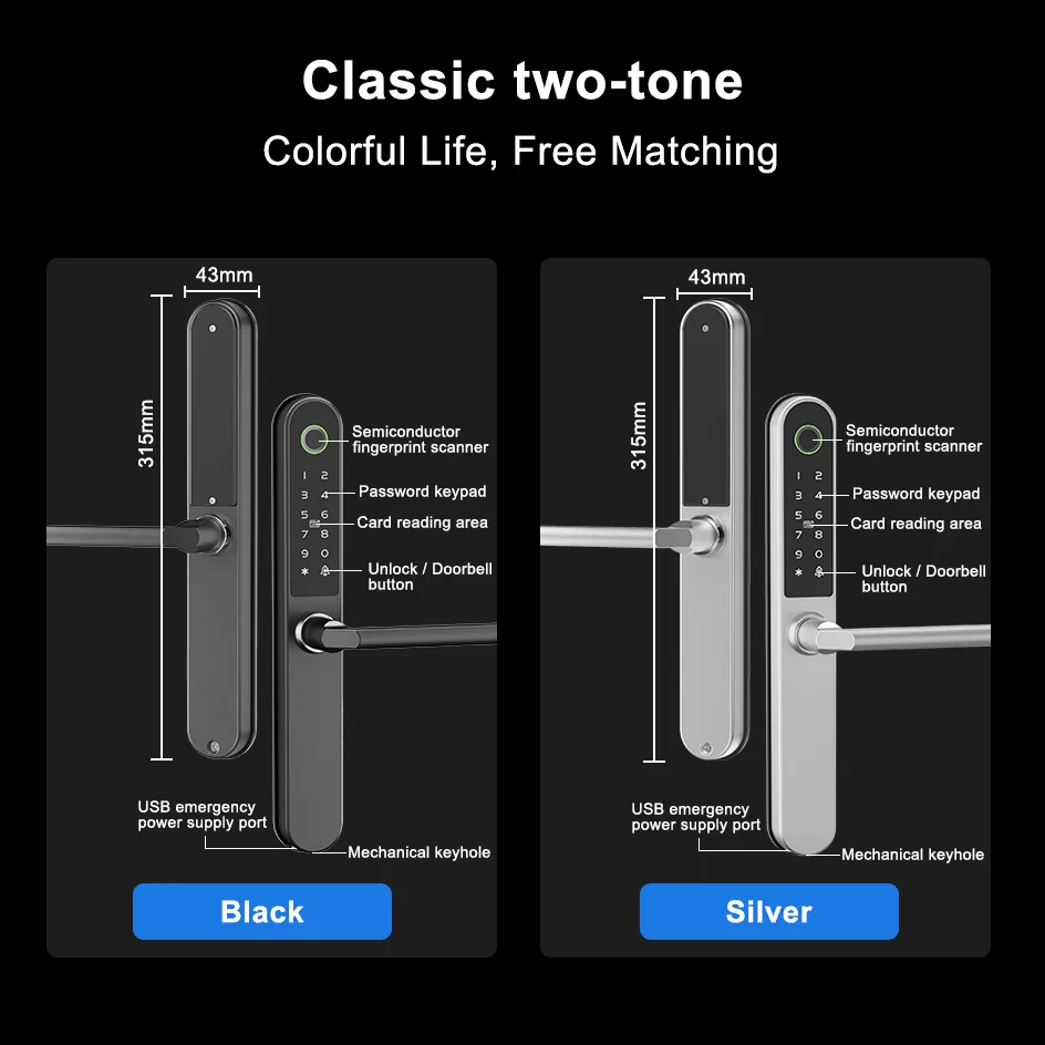 قفل ذكي CDOK TTlock، فتح متعدد الوظائف، مناسب للأبواب الزجاجية ذات الإطارات، وكذلك الأبواب الخشبية والمعدنية #6