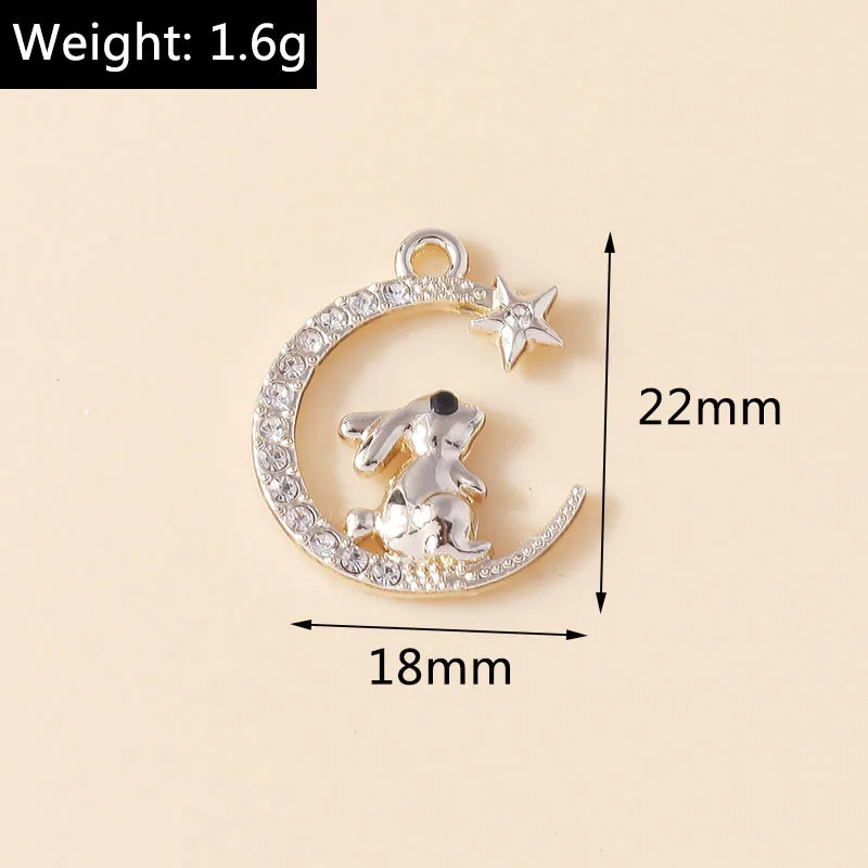 Leslie 10 Stück exquisiter Kristall-Anhänger mit Halbmond-Kaninchen-Motiv für Halskette, Armband, Ohrringe, Damenschmuck, Zubehör zum Selbermachen – Detail 1